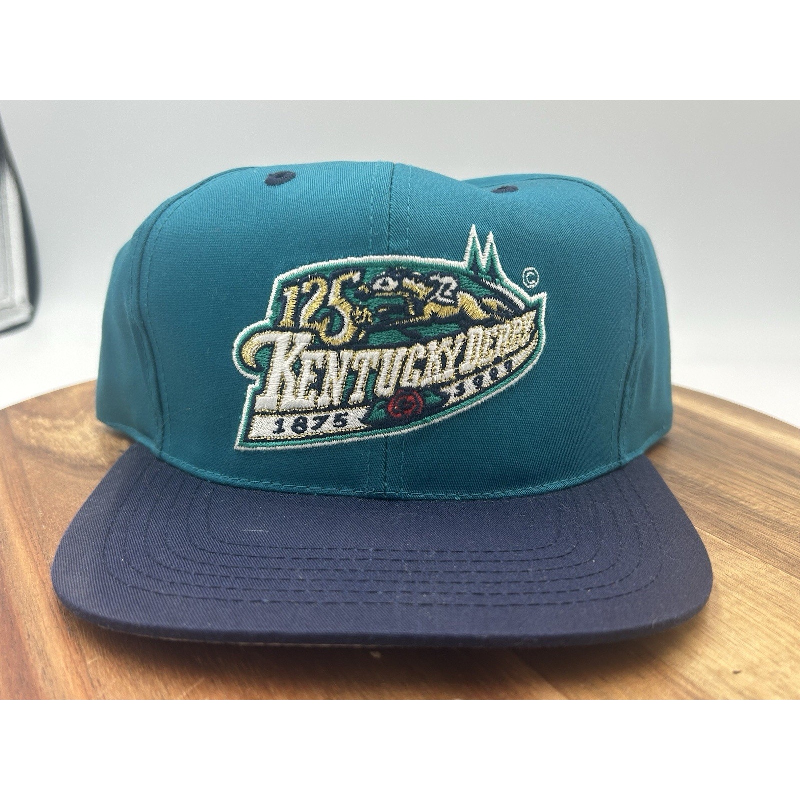 Vintage 1999 125th Kentucky Derby Hat Cap Snapback Teal Blue Equestrian New Nos